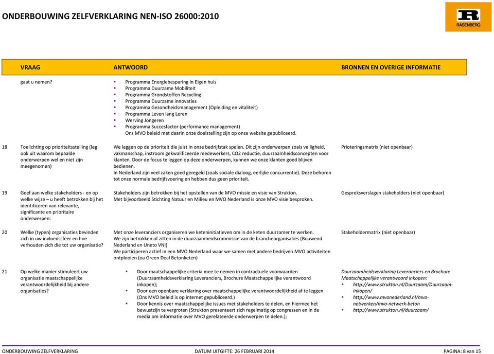 Programma Leven lang Leren Werving Jongeren Programma Succesfactor (performance management) Ons MVO beleid met daarin onze doelstelling zijn op onze website gepubliceerd.