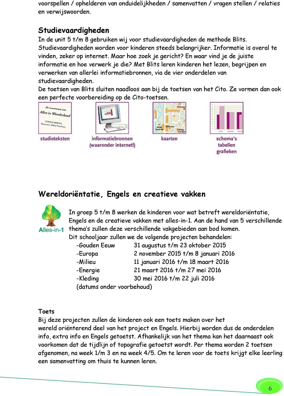 Met Blits leren kinderen het lezen, begrijpen en verwerken van allerlei informatiebronnen, via de vier onderdelen van studievaardigheden.