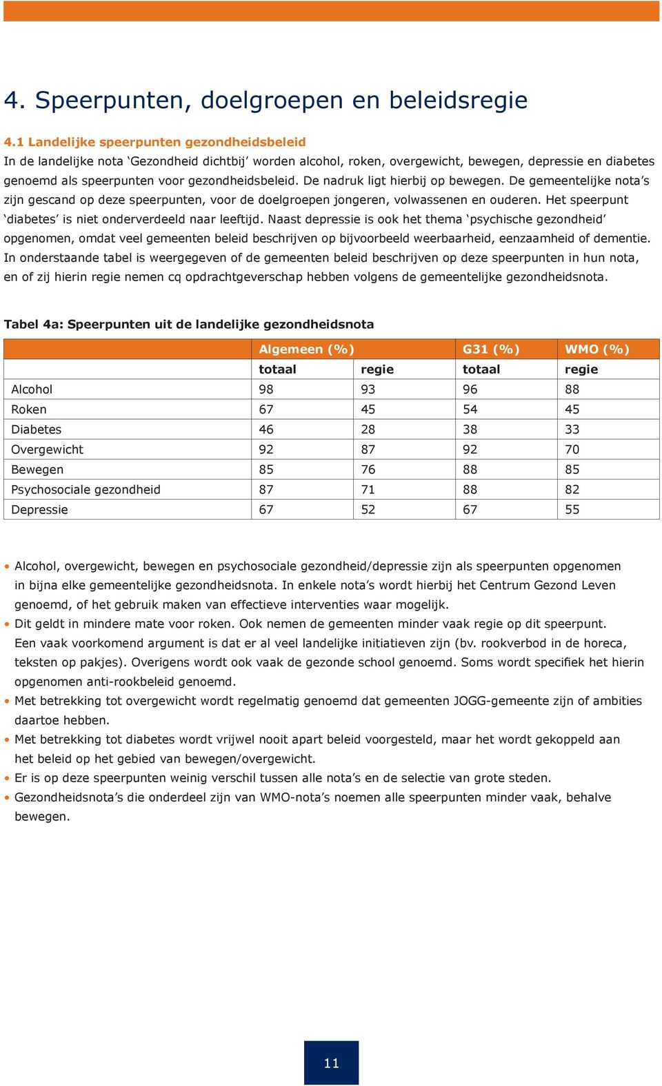 beleid. De nadruk ligt hierbij op bewegen. De gemeen telijke nota s zijn gescand op deze speerpunten, voor de doelgroepen jongeren, volwassenen en ouderen.