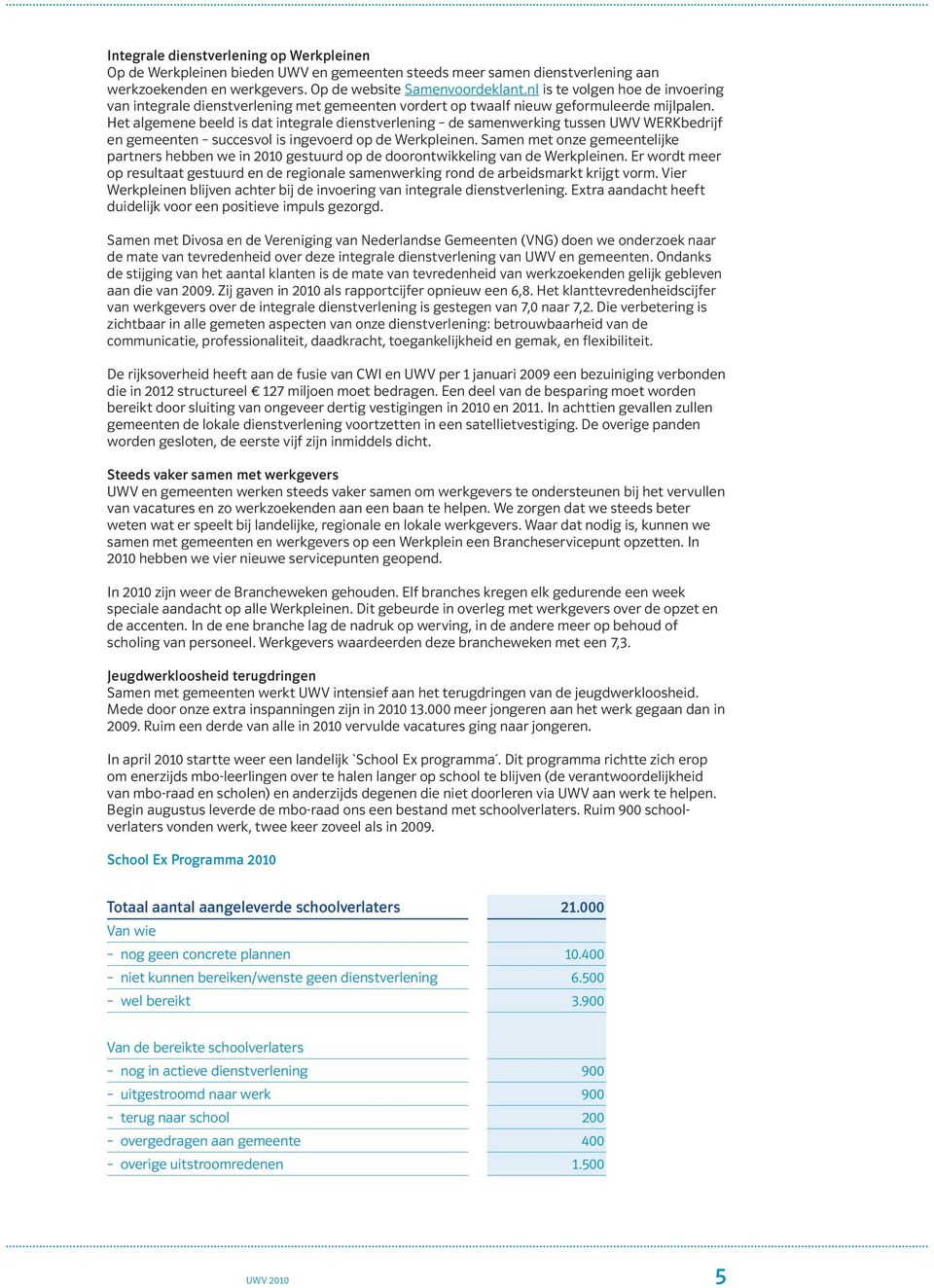 Het algemene beeld is dat integrale dienstverlening de samenwerking tussen UWV WERKbedrijf en gemeenten succesvol is ingevoerd op de Werkpleinen.