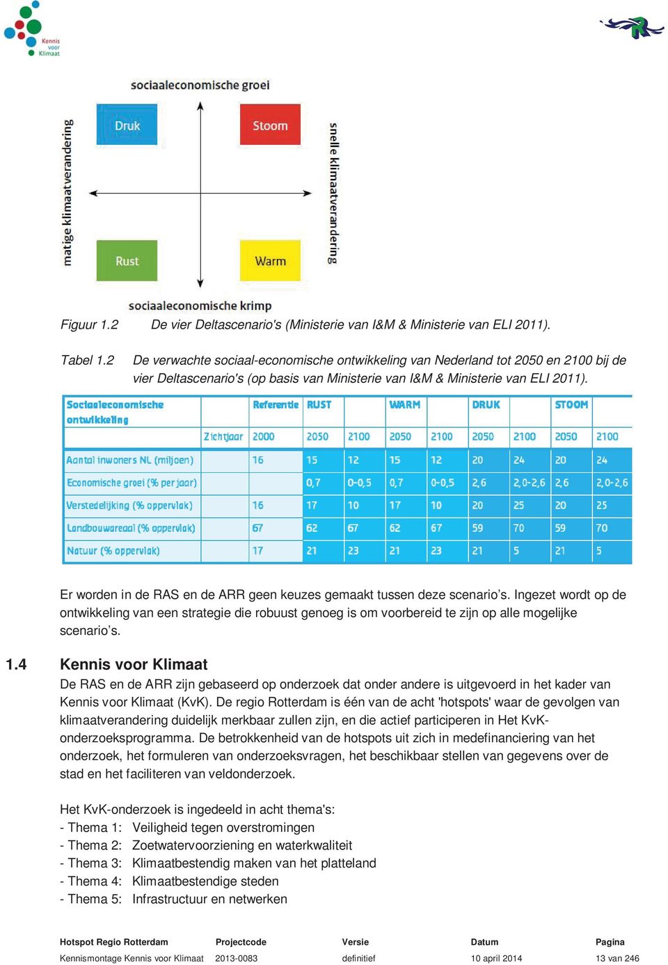 Er worden in de RAS en de ARR geen keuzes gemaakt tussen deze scenario s. Ingezet wordt op de ontwikkeling van een strategie die robuust genoeg is om voorbereid te zijn op alle mogelijke scenario s.