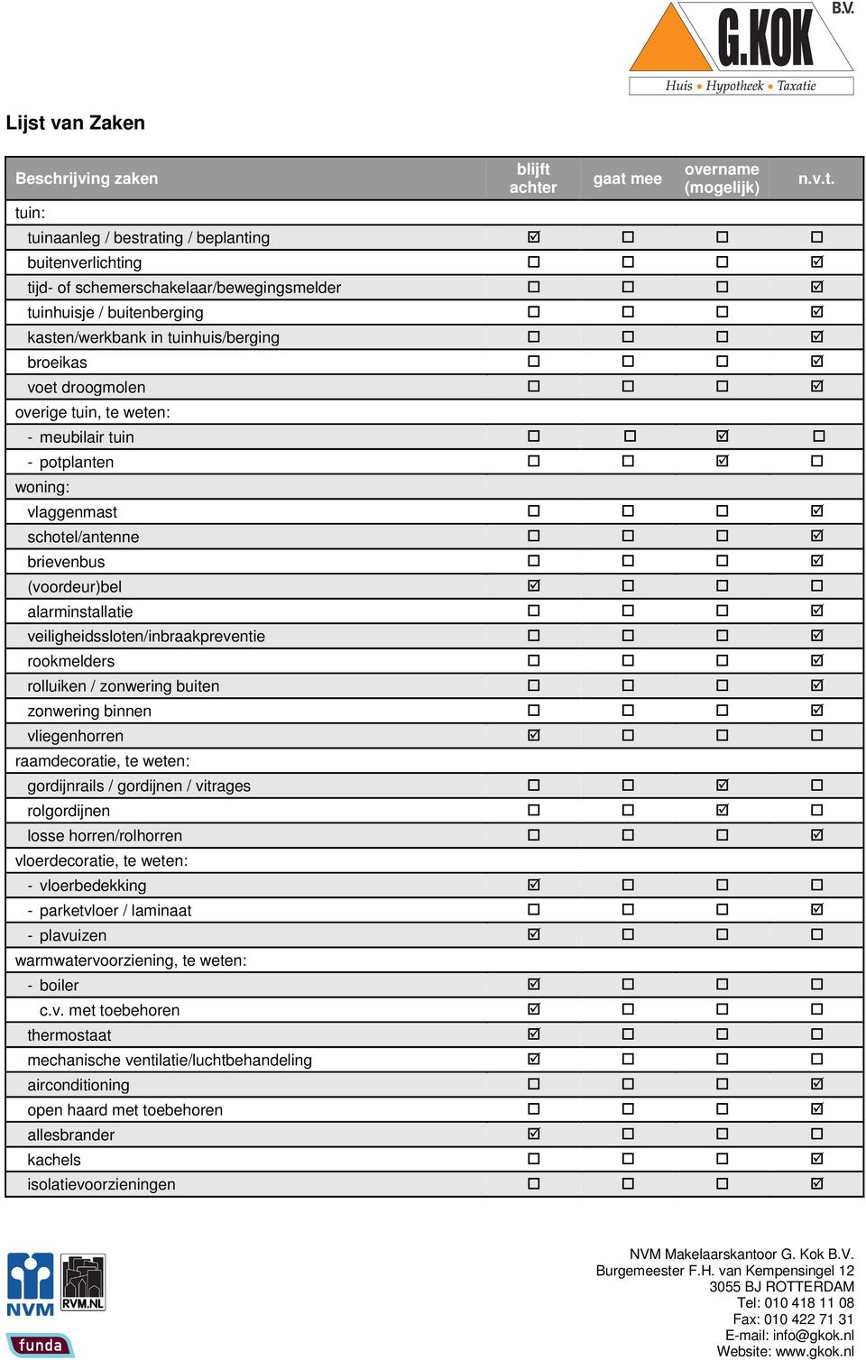 alarminstallatie veiligheidssloten/inbraakpreventie rookmelders rolluiken / zonwering buiten zonwering binnen vliegenhorren raamdecoratie, te weten: gordijnrails / gordijnen / vitrages rolgordijnen