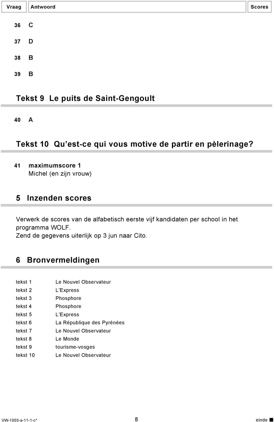 Zend de gegevens uiterlijk op 3 jun naar Cito.