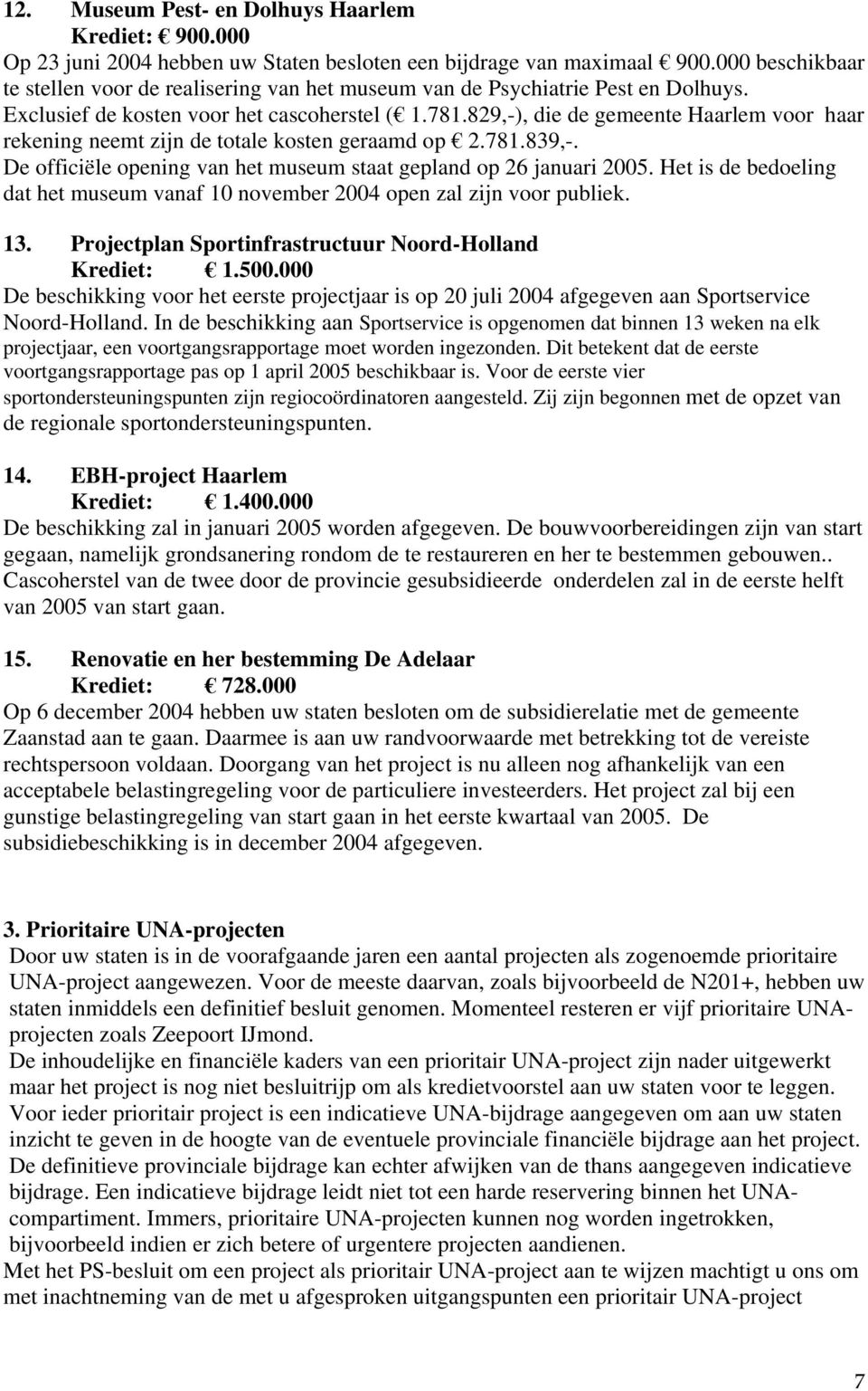 829,-), die de gemeente Haarlem voor haar rekening neemt zijn de totale kosten geraamd op 2.781.839,-. De officiële opening van het museum staat gepland op 26 januari 2005.