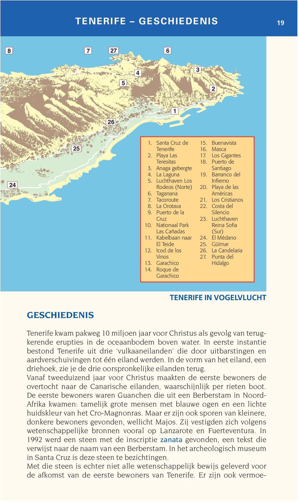 Puerto de Santiago 19. Barranco del Infierno 20. Playa de las Américas 21. Los Cristianos 22. Costa del Silencio 23. Luchthaven Reina Sofia (Sur) 24. El Médano 25. Güímar 26. La Candelaria 27.