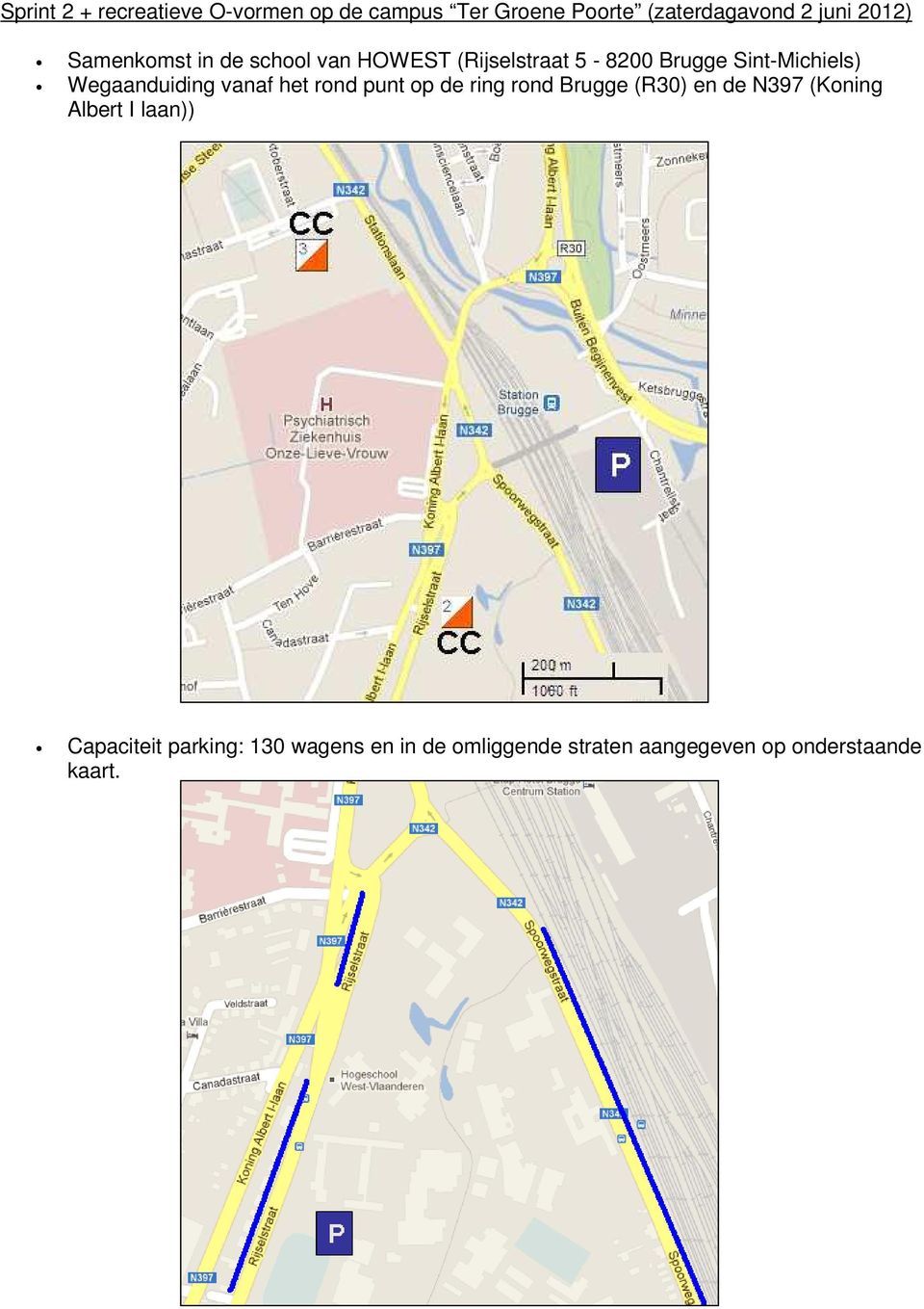 Wegaanduiding vanaf het rond punt op de ring rond Brugge (R30) en de N397 (Koning Albert
