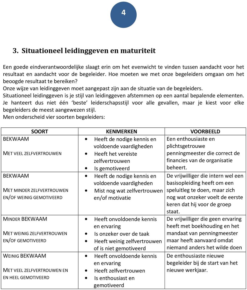 Situationeel leidinggeven is je stijl van leidinggeven afstemmen op een aantal bepalende elementen.