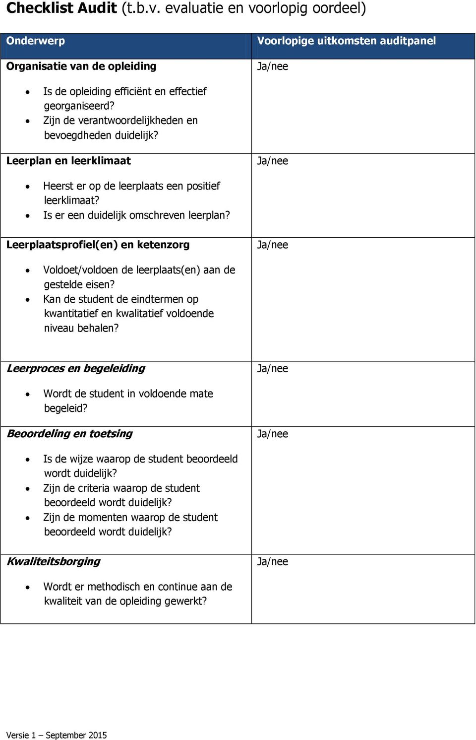 Leerplaatsprofiel(en) en ketenzorg Voldoet/voldoen de leerplaats(en) aan de gestelde eisen? Kan de student de eindtermen op kwantitatief en kwalitatief voldoende niveau behalen?