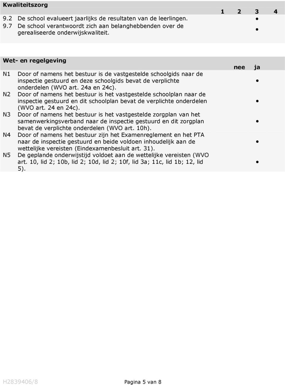 N2 Door of namens het bestuur is het vastgestelde schoolplan naar de inspectie gestuurd en dit schoolplan bevat de verplichte onderdelen (WVO art. 24 en 24c).