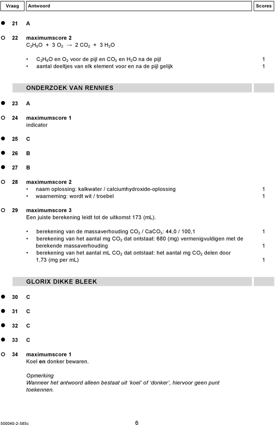 Een juiste berekening leidt tot de uitkomst 173 (ml).