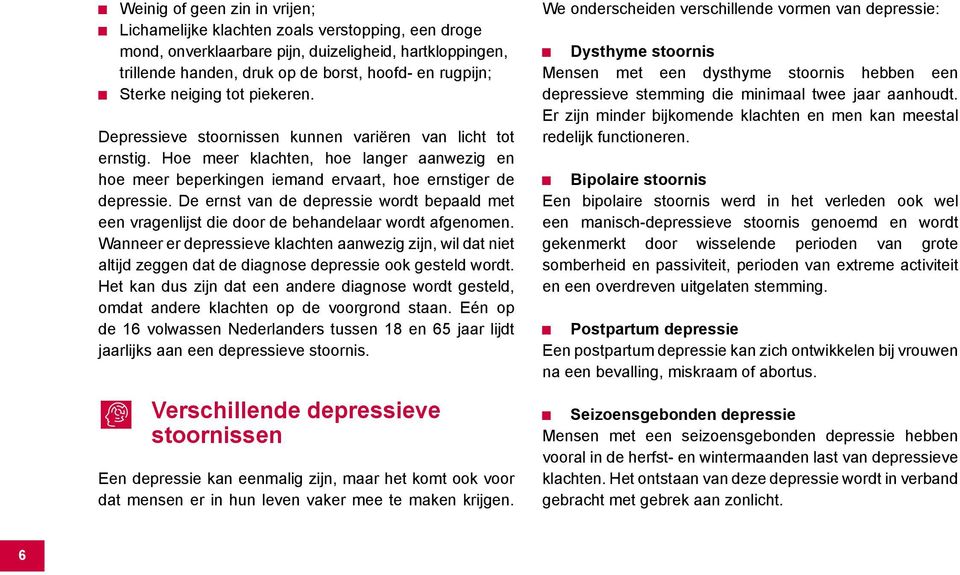 De ernst van de depressie wordt bepaald met een vragenlijst die door de behandelaar wordt afgenomen.