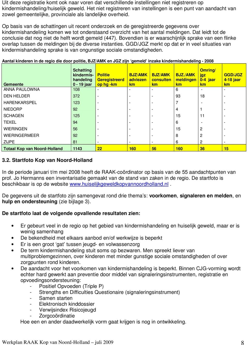 Op basis van de schattingen uit recent onderzoek en de geregistreerde gegevens over kindermishandeling komen we tot onderstaand overzicht van het aantal meldingen.