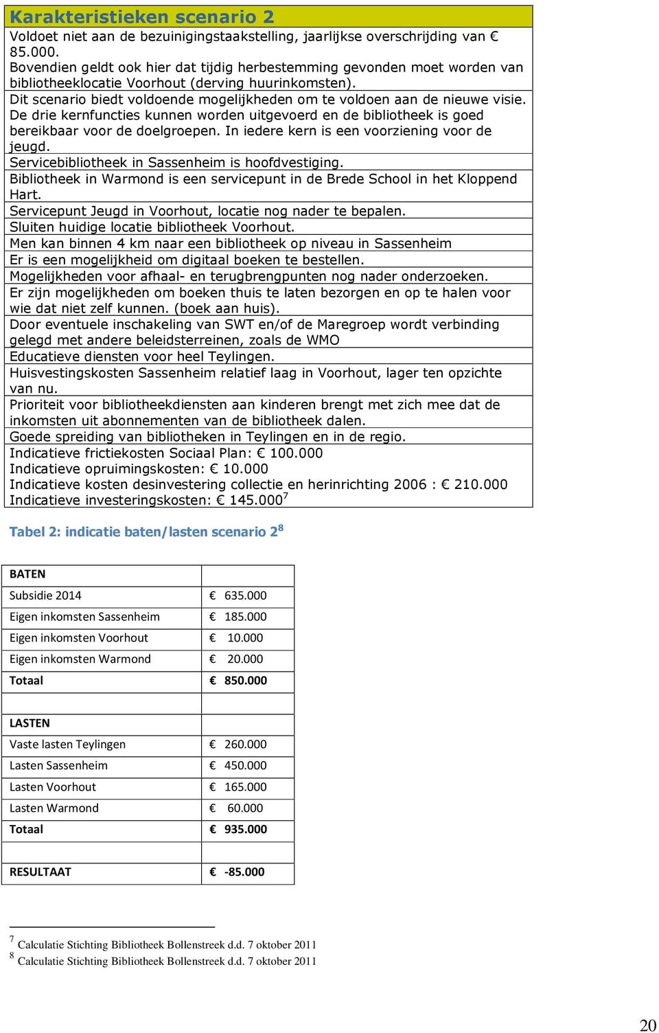 Dit scenario biedt voldoende mogelijkheden om te voldoen aan de nieuwe visie. De drie kernfuncties kunnen worden uitgevoerd en de bibliotheek is goed bereikbaar voor de doelgroepen.