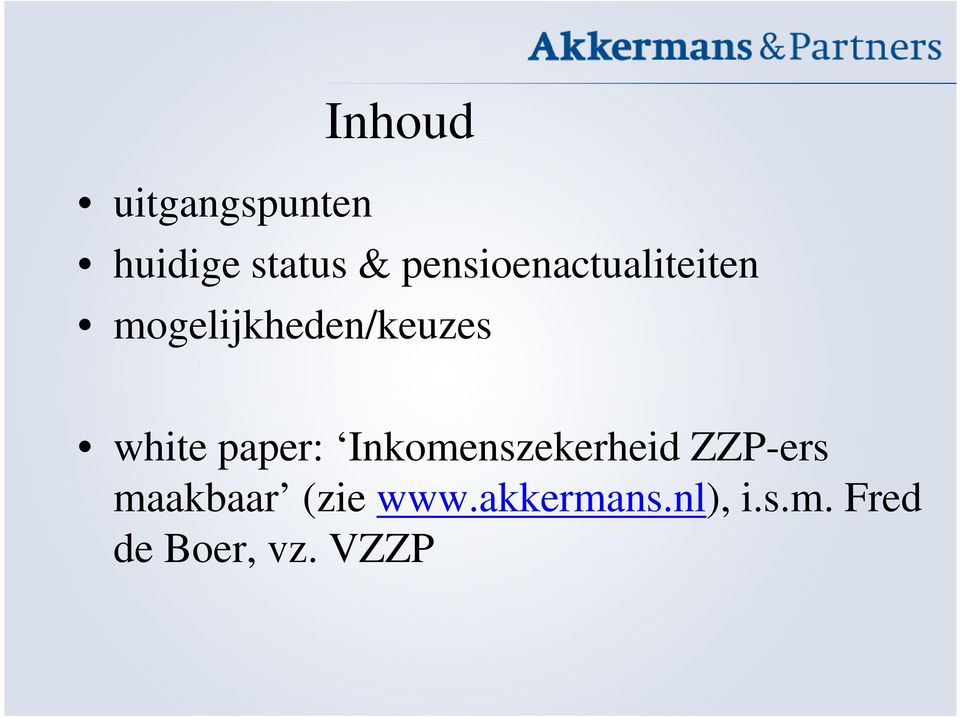 white paper: Inkomenszekerheid ZZP-ers