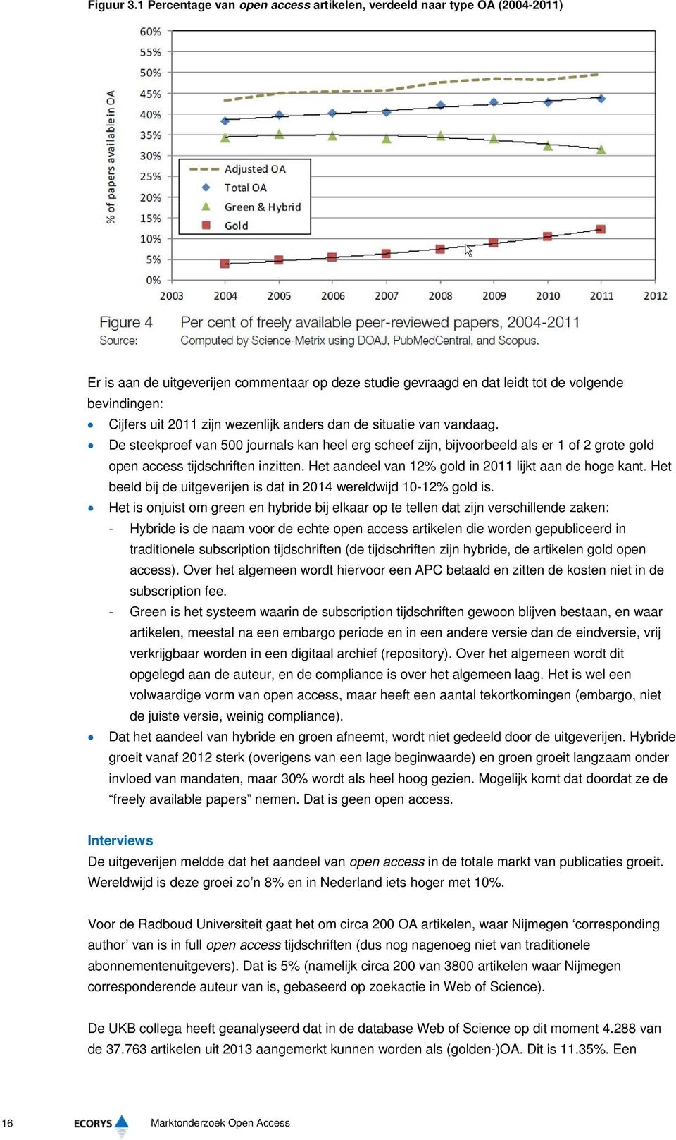 wezenlijk anders dan de situatie van vandaag. De steekproef van 500 journals kan heel erg scheef zijn, bijvoorbeeld als er 1 of 2 grote gold open access tijdschriften inzitten.