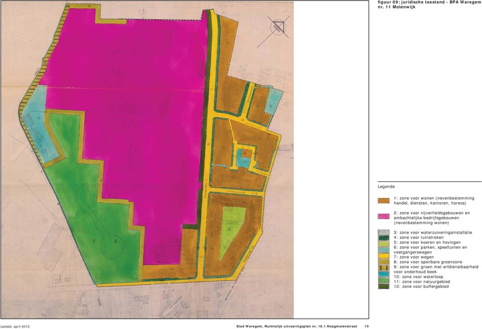 (nevenbestemming wonen) 3: zone voor waterzuiveringsinstallatie 4: zone voor tuinstroken 5: zone voor koeren en hovingen 6: zone voor parken, speeltuinen en