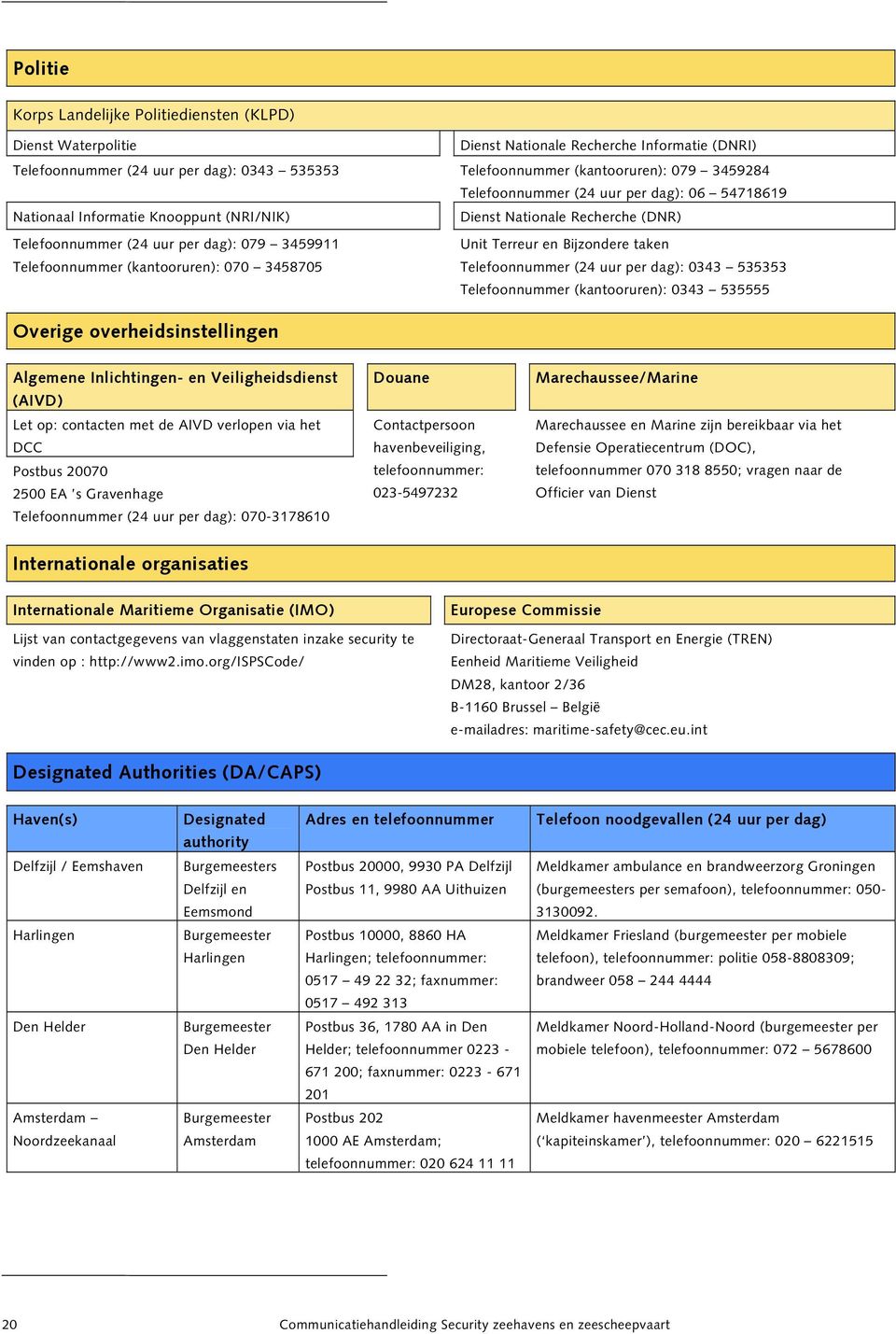 Telefoonnummer (kantooruren): 070 3458705 Telefoonnummer (24 uur per dag): 0343 535353 Telefoonnummer (kantooruren): 0343 535555 Overige overheidsinstellingen Algemene Inlichtingen- en