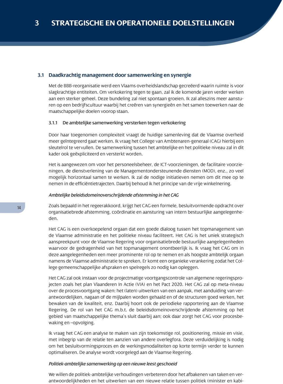 Om verkokering tegen te gaan, zal ik de komende jaren verder werken aan een sterker geheel. Deze bundeling zal niet spontaan groeien.