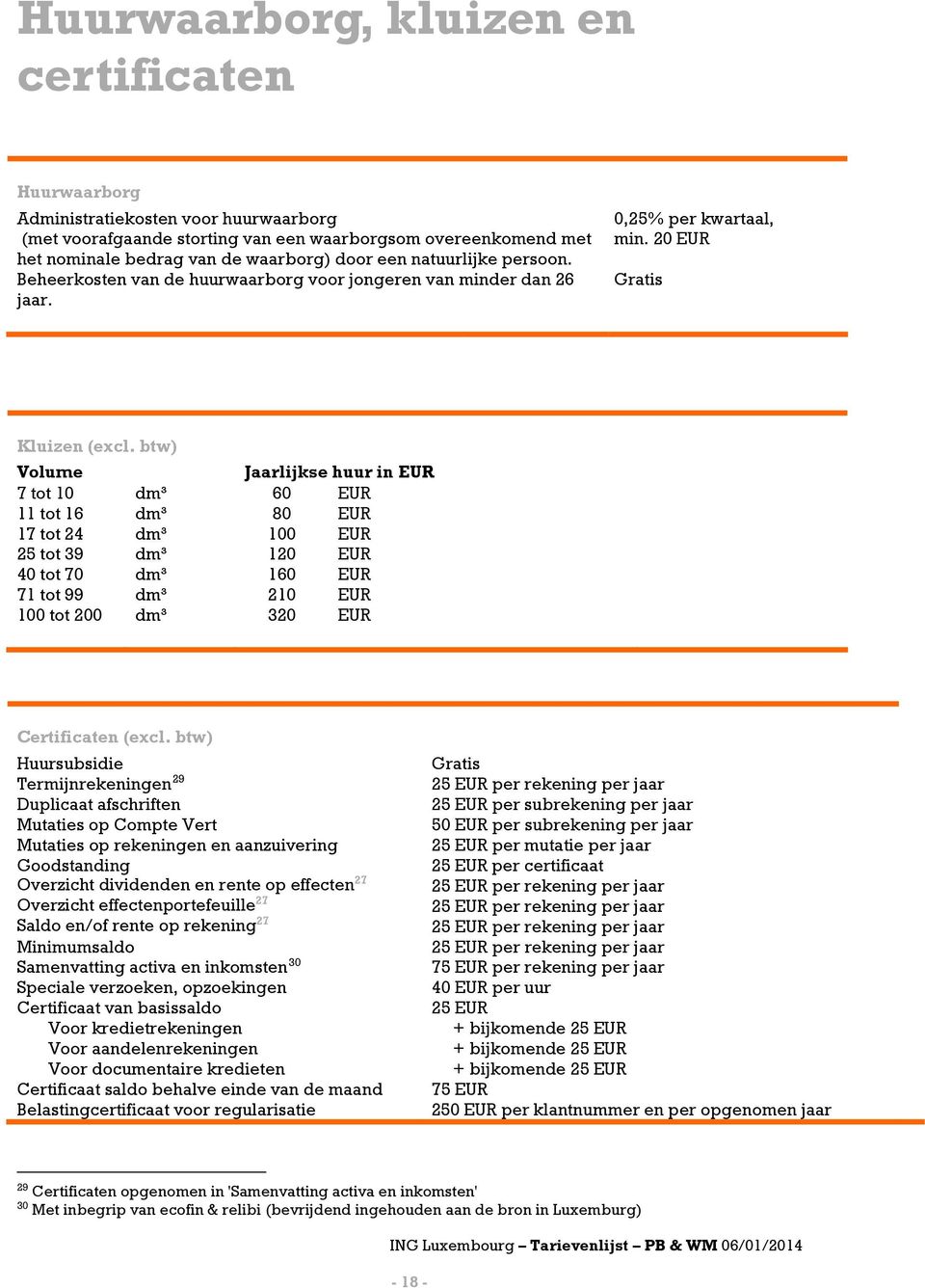 btw) Volume Jaarlijkse huur in EUR 7 tot 10 dm³ 6 11 tot 16 dm³ 8 17 tot 24 dm³ 10 25 tot 39 dm³ 12 40 tot 70 dm³ 16 71 tot 99 dm³ 21 100 tot 200 dm³ 32 Certificaten (excl.