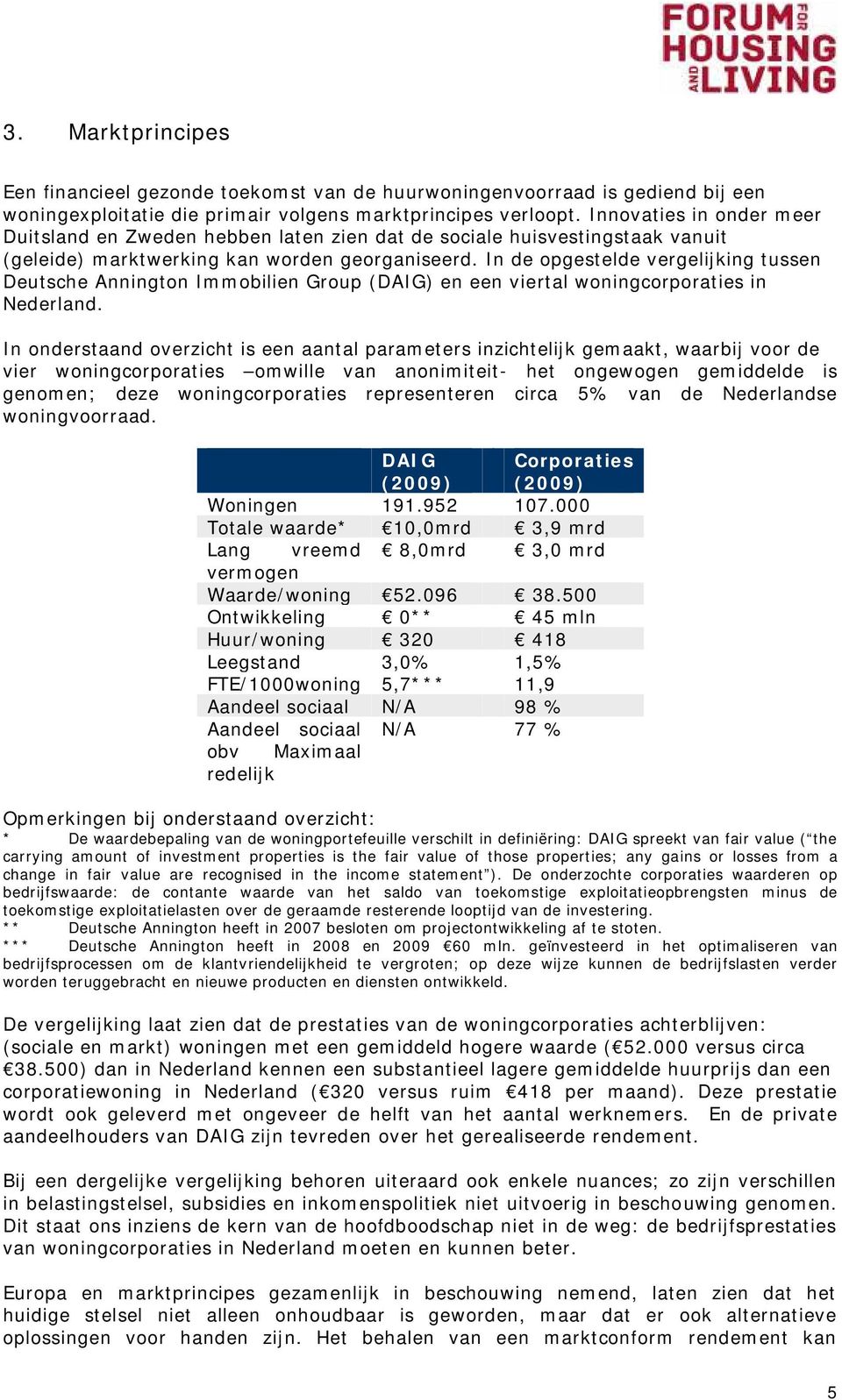 In de opgestelde vergelijking tussen Deutsche Annington Immobilien Group (DAIG) en een viertal woningcorporaties in Nederland.