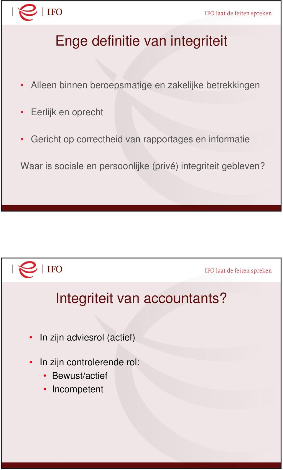 informatie Waar is sociale en persoonlijke (privé) integriteit gebleven?