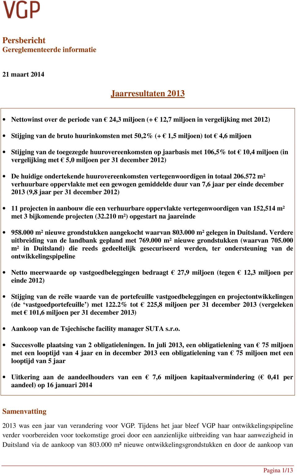 ondertekende huurovereenkomsten vertegenwoordigen in totaal 206.