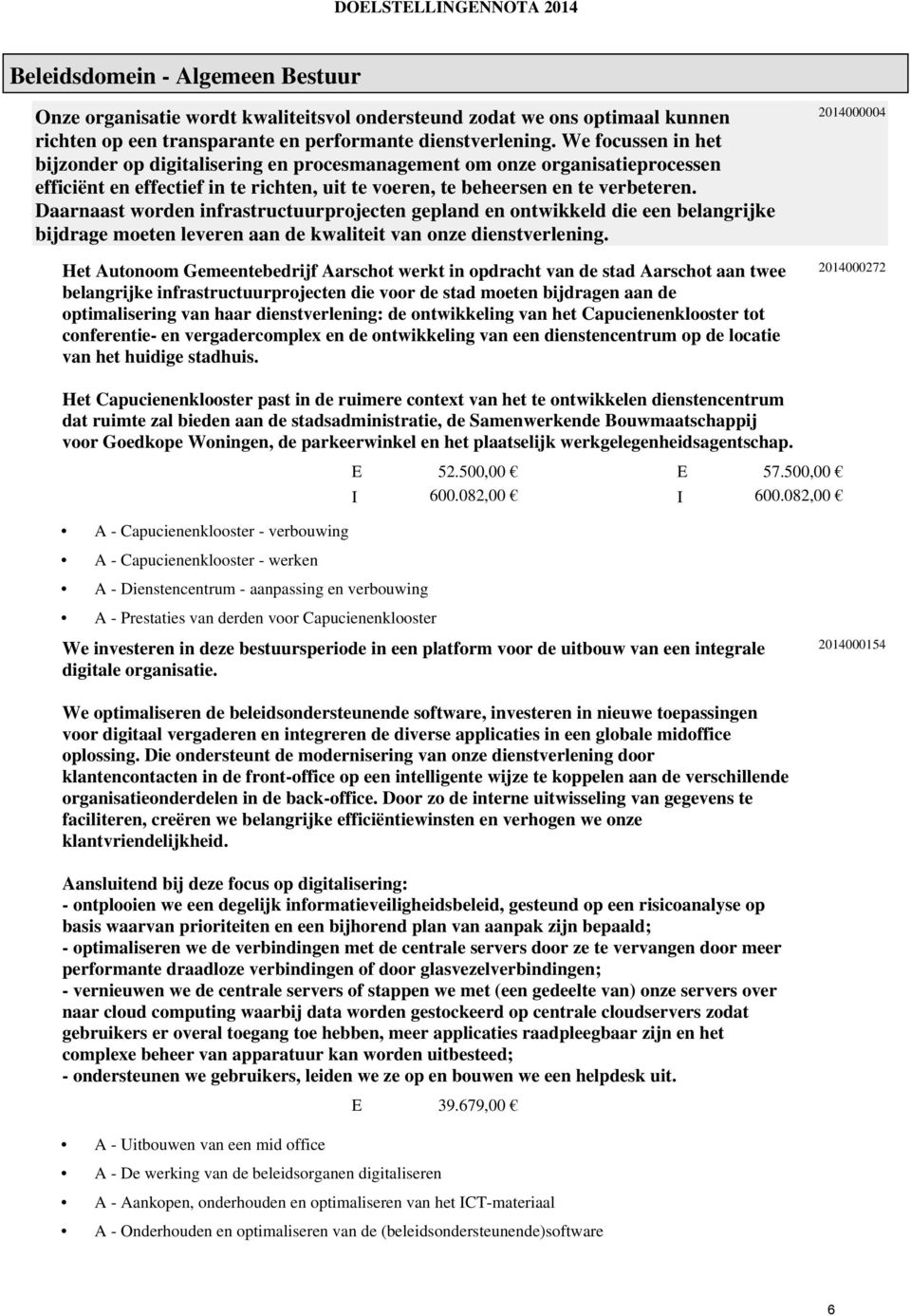 Daarnaast worden infrastructuurprojecten gepland en ontwikkeld die een belangrijke bijdrage moeten leveren aan de kwaliteit van onze dienstverlening.