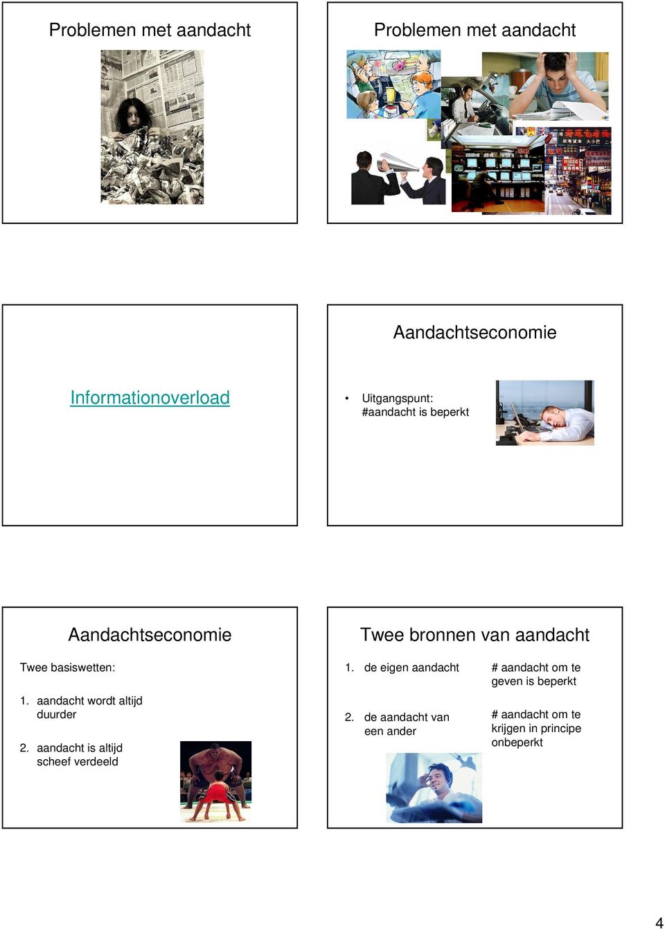 basiswetten: 1. aandacht wordt altijd duurder 2. aandacht is altijd scheef verdeeld 1.