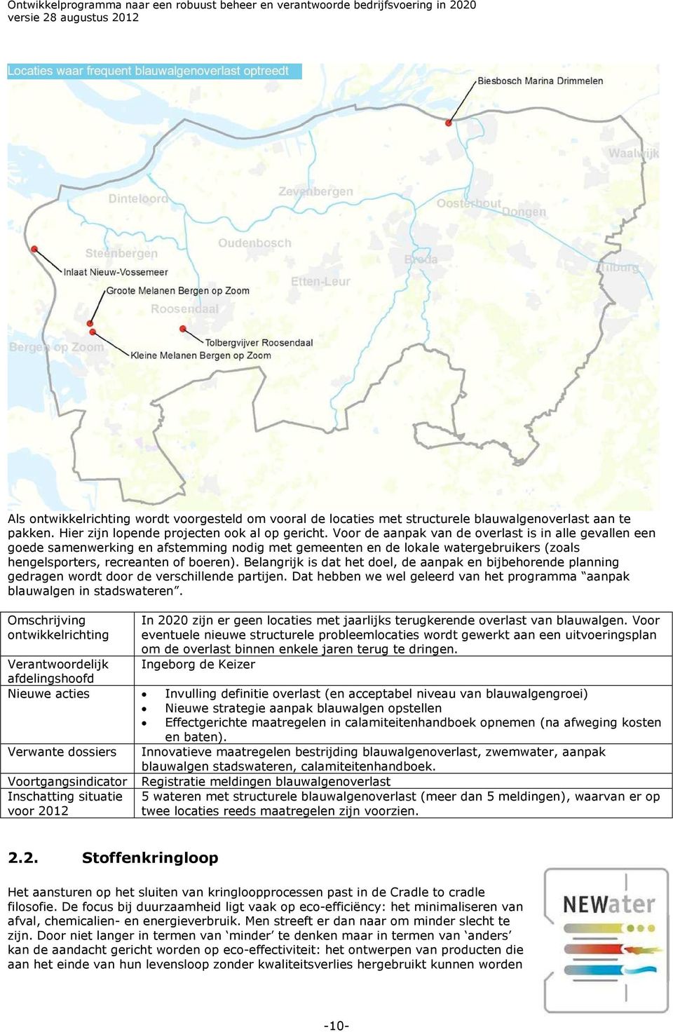 Belangrijk is dat het doel, de aanpak en bijbehorende planning gedragen wordt door de verschillende partijen. Dat hebben we wel geleerd van het programma aanpak blauwalgen in stadswateren.