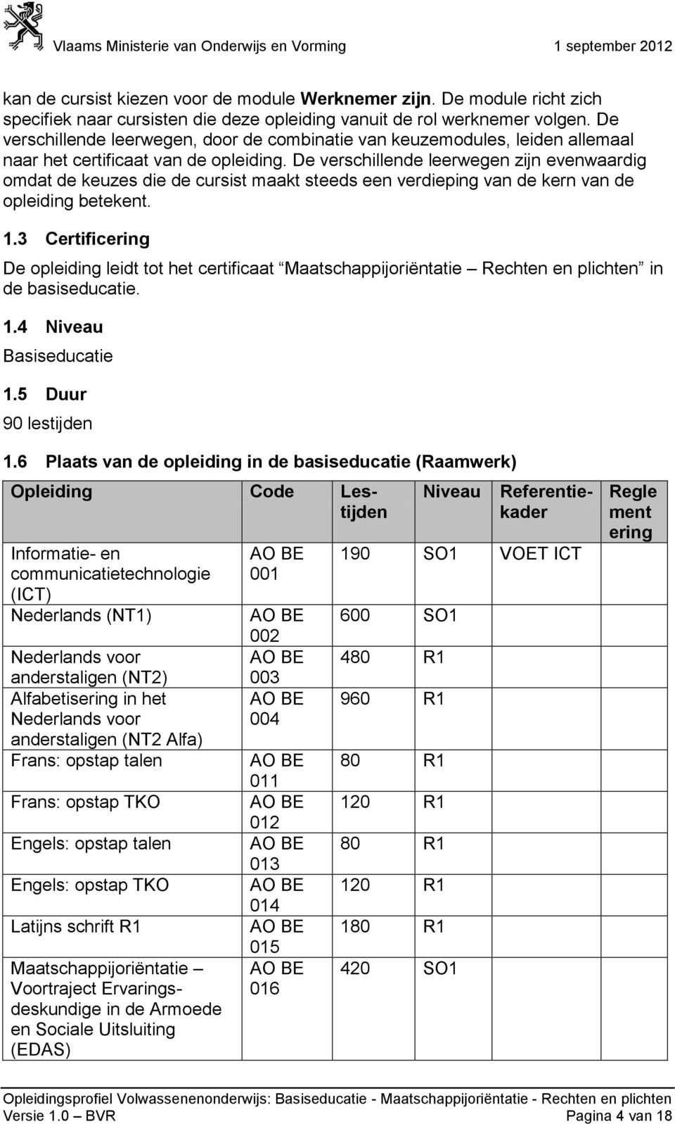 De verschillende leerwegen zijn evenwaardig omdat de keuzes die de cursist maakt steeds een verdieping van de kern van de opleiding betekent. 1.