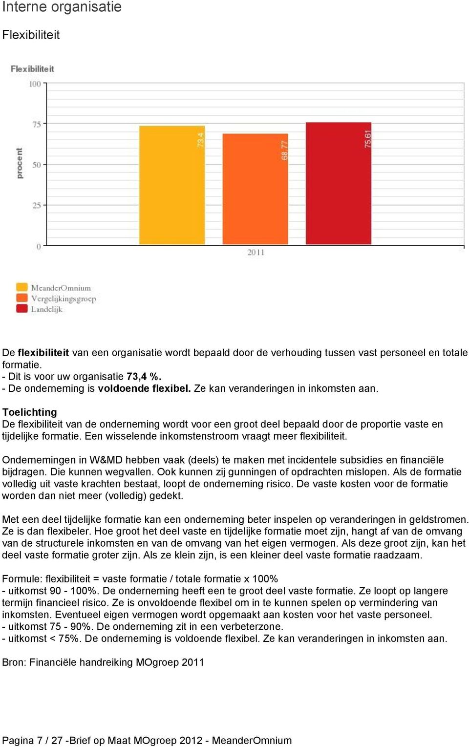 Toelichting De flexibiliteit van de onderneming wordt voor een groot deel bepaald door de proportie vaste en tijdelijke formatie. Een wisselende inkomstenstroom vraagt meer flexibiliteit.