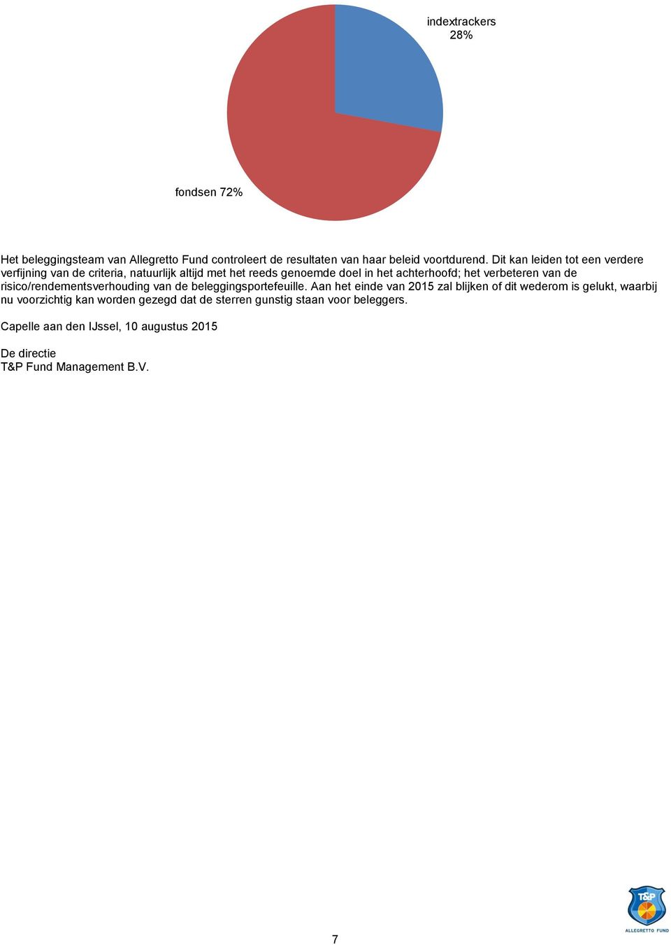 verbeteren van de risico/rendementsverhouding van de beleggingsportefeuille.