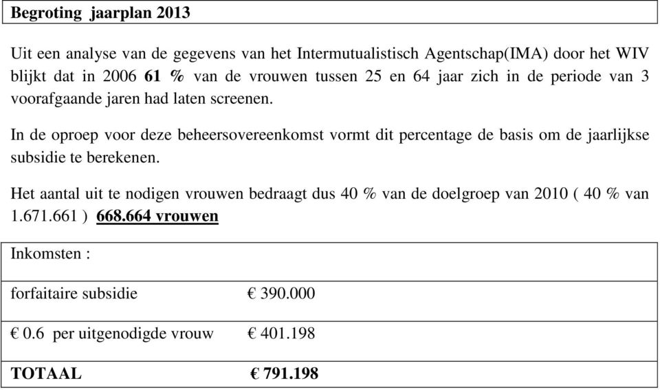 In de oproep voor deze beheersovereenkomst vormt dit percentage de basis om de jaarlijkse subsidie te berekenen.