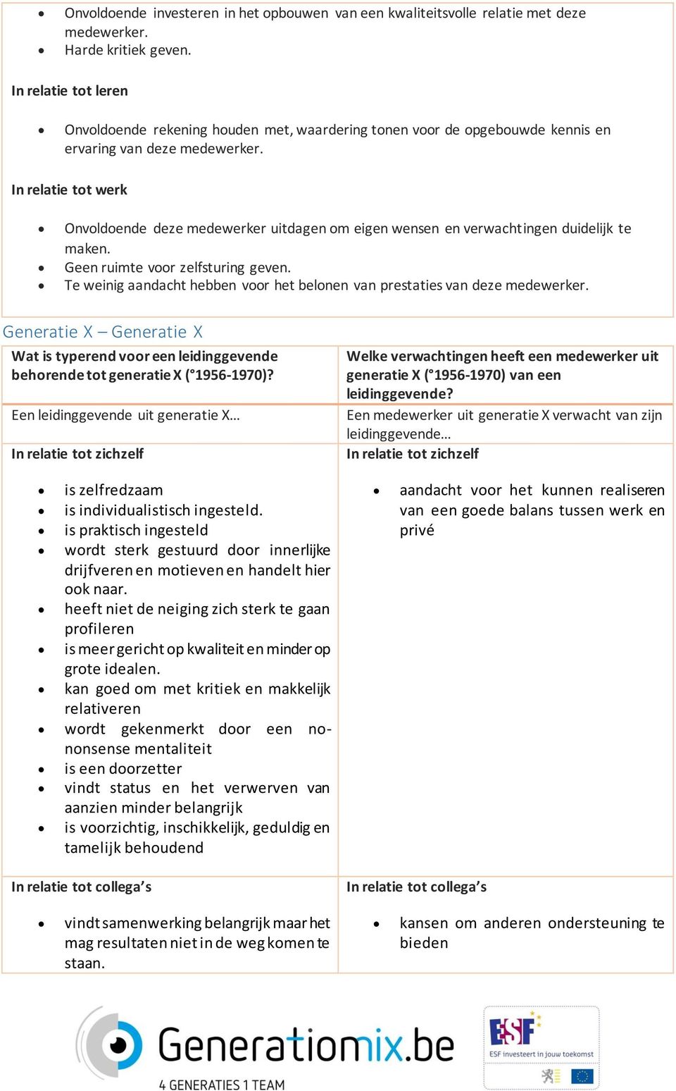 In relatie tot werk Onvoldoende deze medewerker uitdagen om eigen wensen en verwachtingen duidelijk te maken. Geen ruimte voor zelfsturing geven.