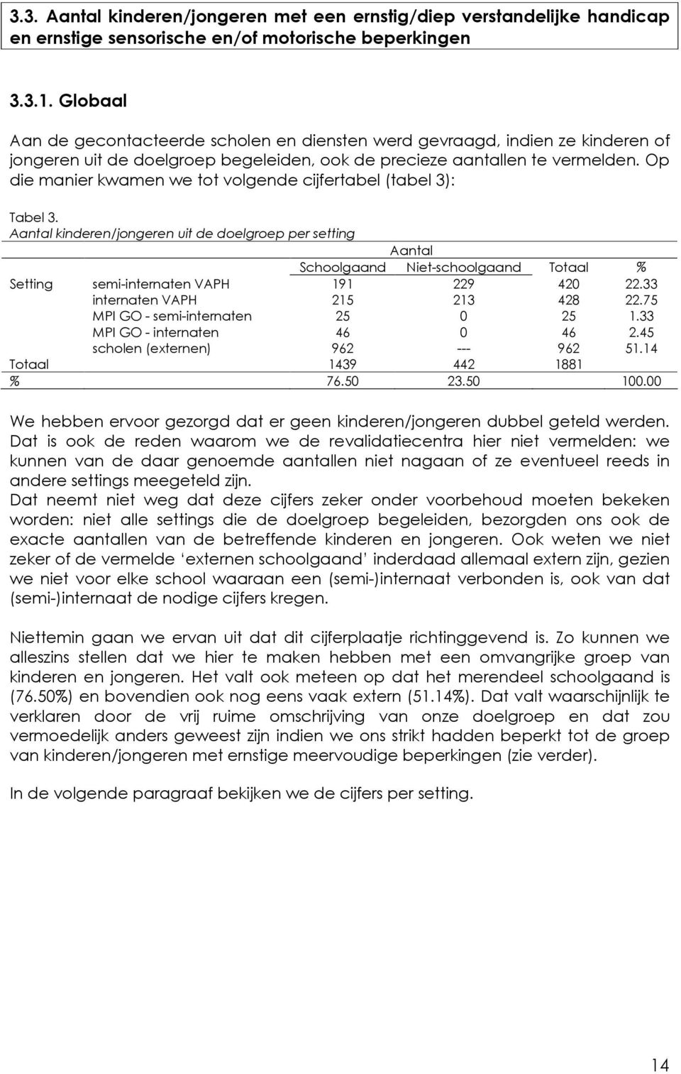 Op die manier kwamen we tot volgende cijfertabel (tabel 3): Tabel 3.