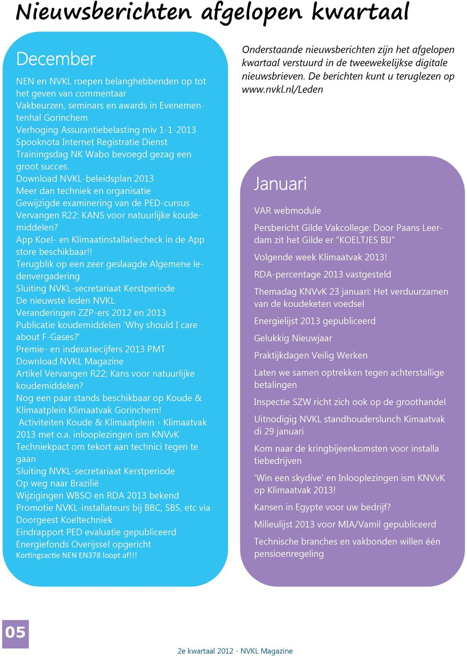 Download NVKL-beleidsplan 2013 Meer dan techniek en organisatie Gewijzigde examinering van de PED-cursus Vervangen R22: KANS voor natuurlijke koudemiddelen?