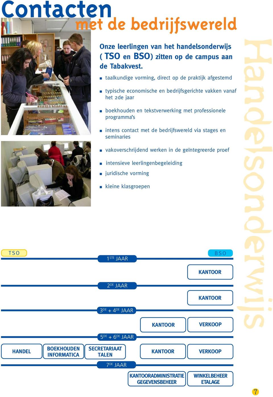 intens contact met de bedrijfswereld via stages en seminaries vakoverschrijdend werken in de geïntegreerde proef intensieve leerlingenbegeleiding juridische vorming kleine klasgroepen