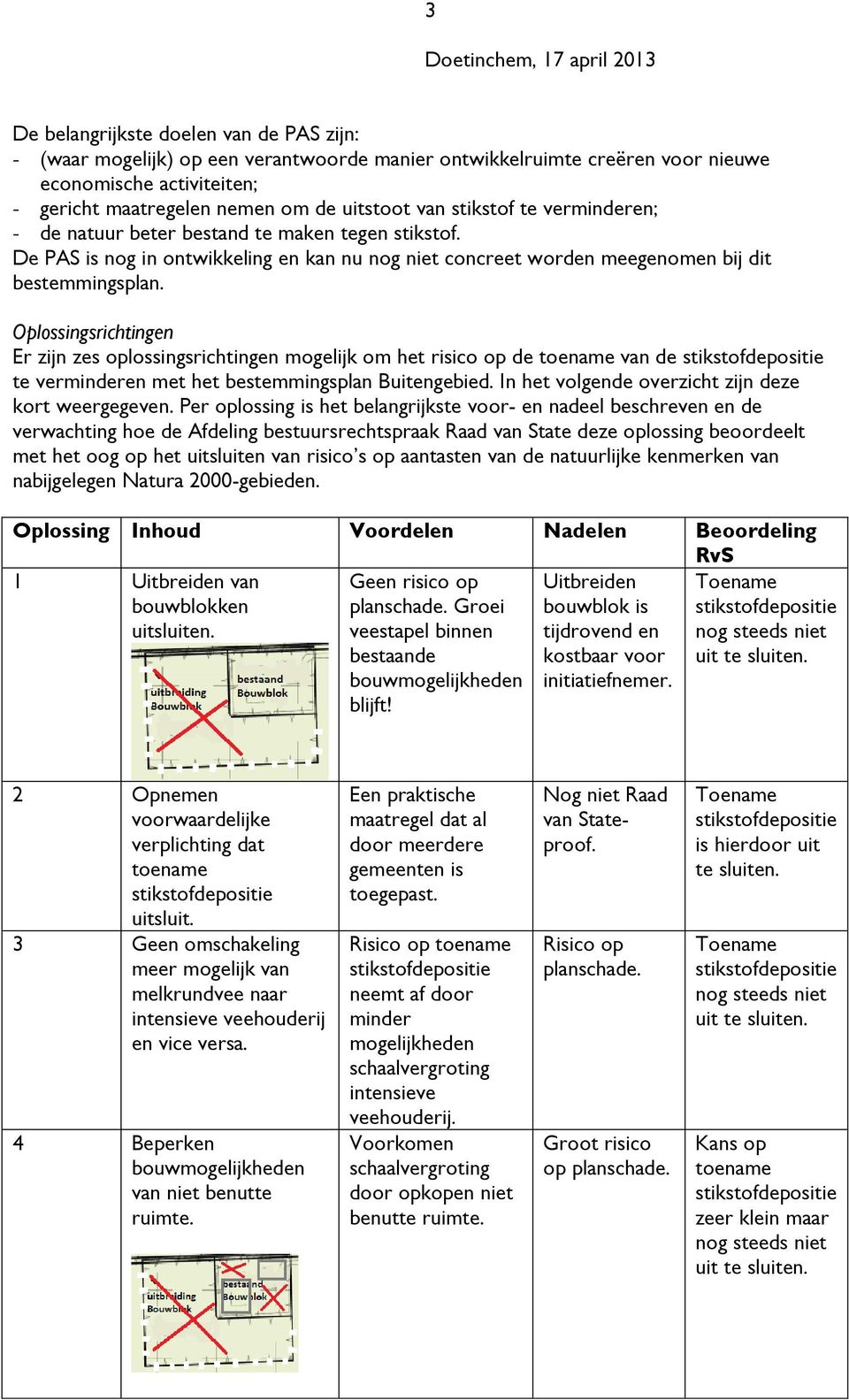 Oplossingsrichtingen Er zijn zes oplossingsrichtingen mogelijk om het risico op de toename van de te verminderen met het bestemmingsplan Buitengebied.