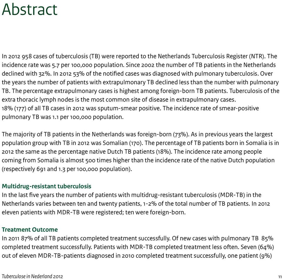 Over the years the number of patients with extrapulmonary TB declined less than the number with pulmonary TB. The percentage extrapulmonary cases is highest among foreign-born TB patients.