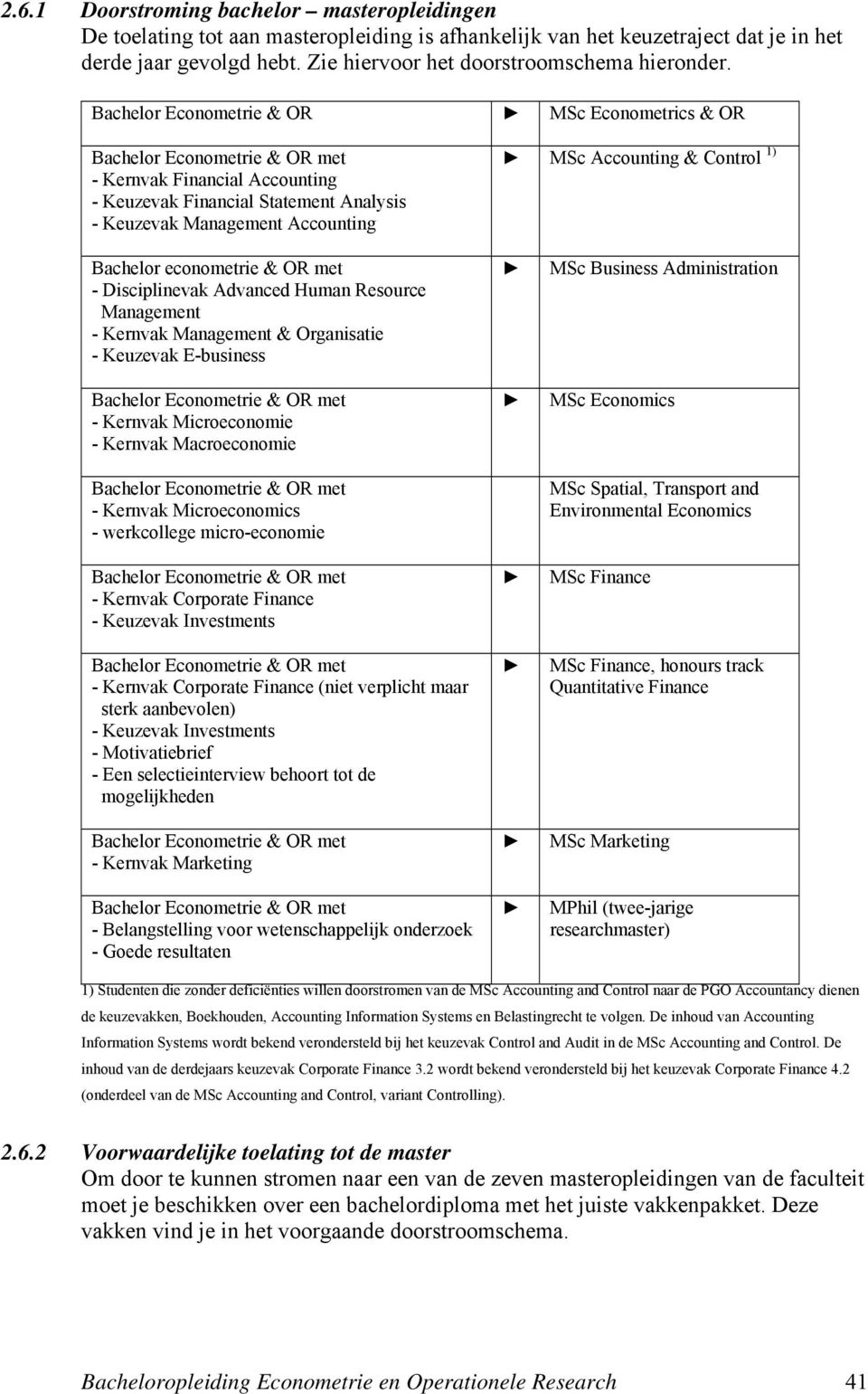 Bachelor Econometrie & OR MSc Econometrics & OR Bachelor Econometrie & OR met - Kernvak Financial Accounting - Keuzevak Financial Statement Analysis - Keuzevak Management Accounting MSc Accounting &