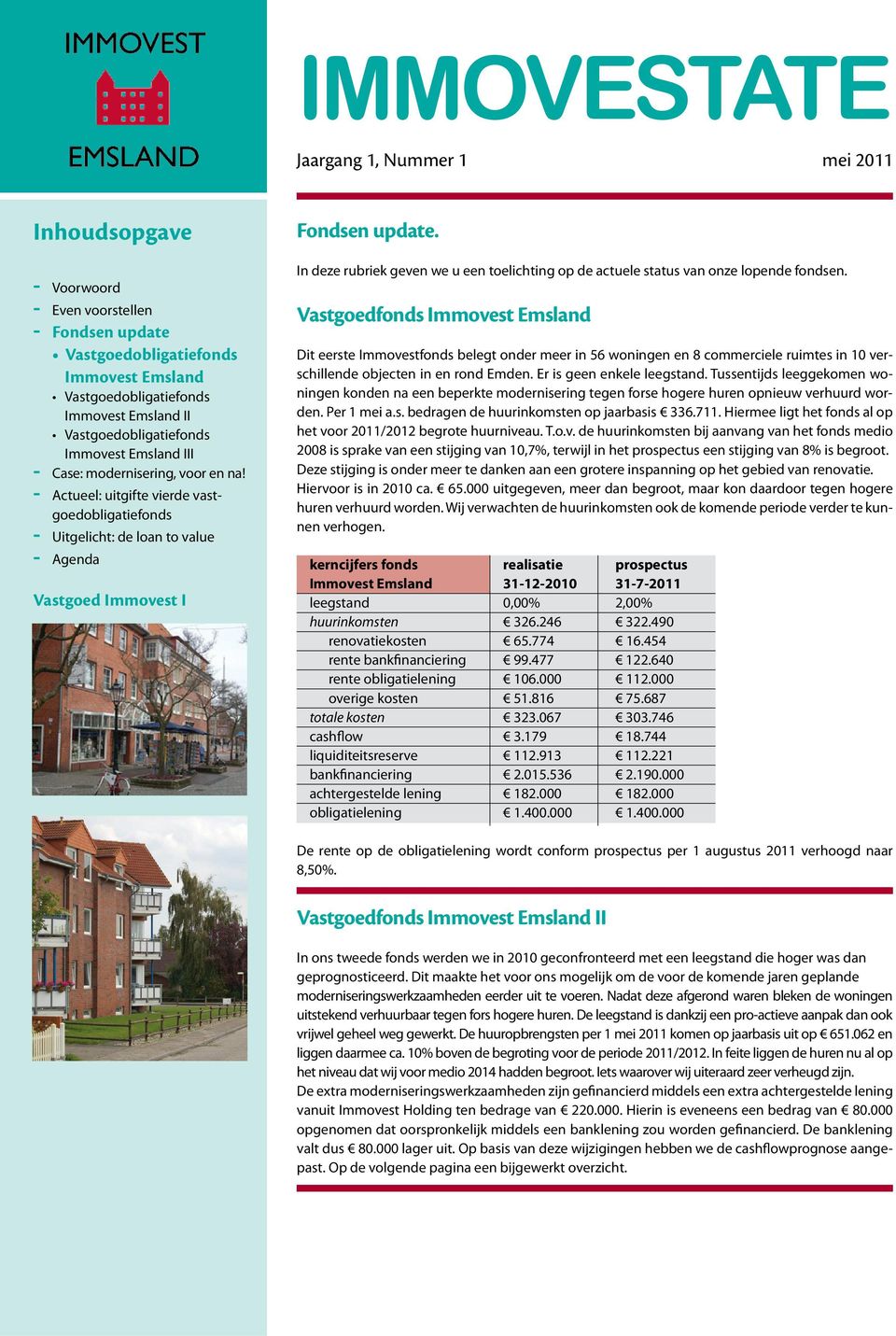 Tussentijds leeggekomen woningen konden na een beperkte modernisering tegen forse hogere huren opnieuw verhuurd worden. Per 1 mei a.s. bedragen de huurinkomsten op jaarbasis 336.711.