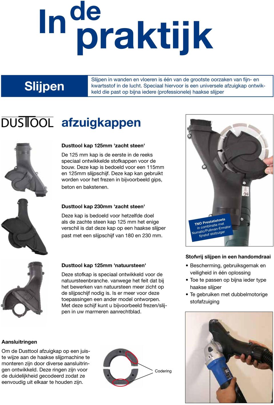 speciaal ontwikkelde stofkappen voor de bouw. Deze kap is bedoeld voor een 115mm en 125mm slijpschijf. Deze kap kan gebruikt worden voor het frezen in bijvoorbeeld gips, beton en bakstenen.