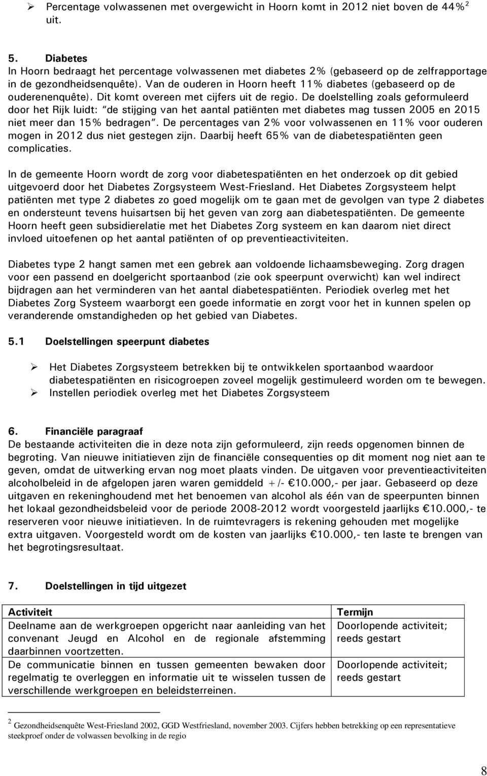 Van de ouderen in Hoorn heeft 11% diabetes (gebaseerd op de ouderenenquête). Dit komt overeen met cijfers uit de regio.