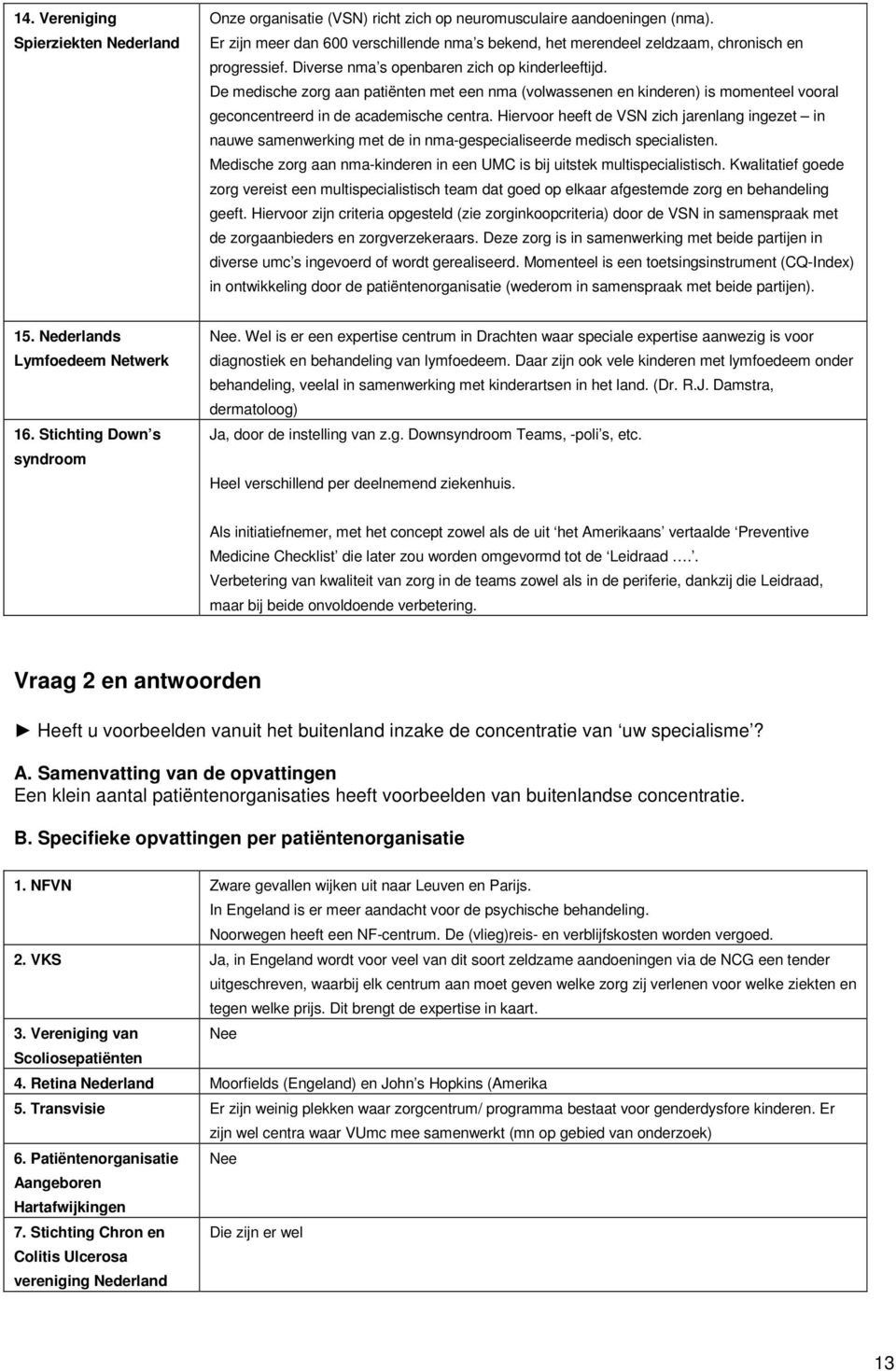 De medische zorg aan patiënten met een nma (volwassenen en kinderen) is momenteel vooral geconcentreerd in de academische centra.