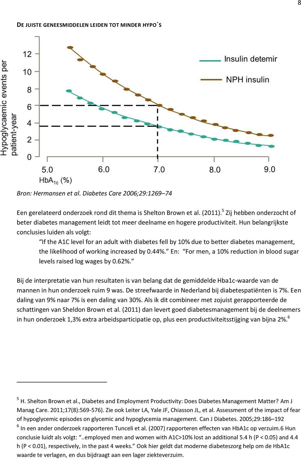 Hun belangrijkste conclusies luiden als volgt: If the A1C level for an adult with diabetes fell by 10% due to better diabetes management, the likelihood of working increased by 0.44%.