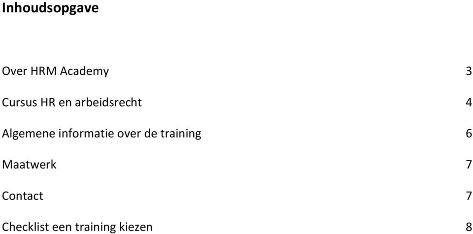 informatie over de training 6