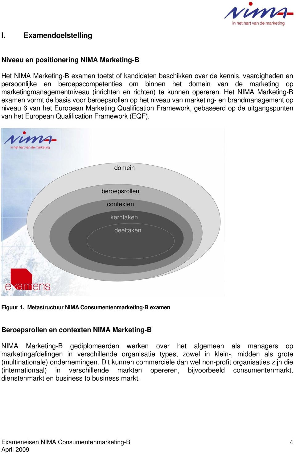 Het NIMA Marketing-B examen vormt de basis voor beroepsrollen op het niveau van marketing- en brandmanagement op niveau 6 van het European Marketing Qualification Framework, gebaseerd op de
