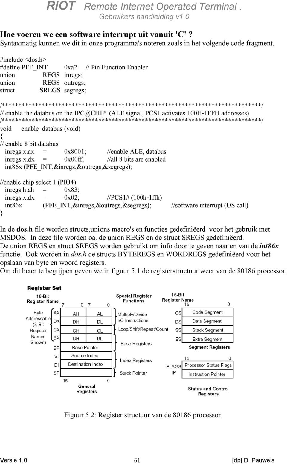 the databus on the IPC@CHIP (ALE signal, PCS1 activates 100H-1FFH addresses) /******************************************************************************/ void enable_databus (void) // enable 8