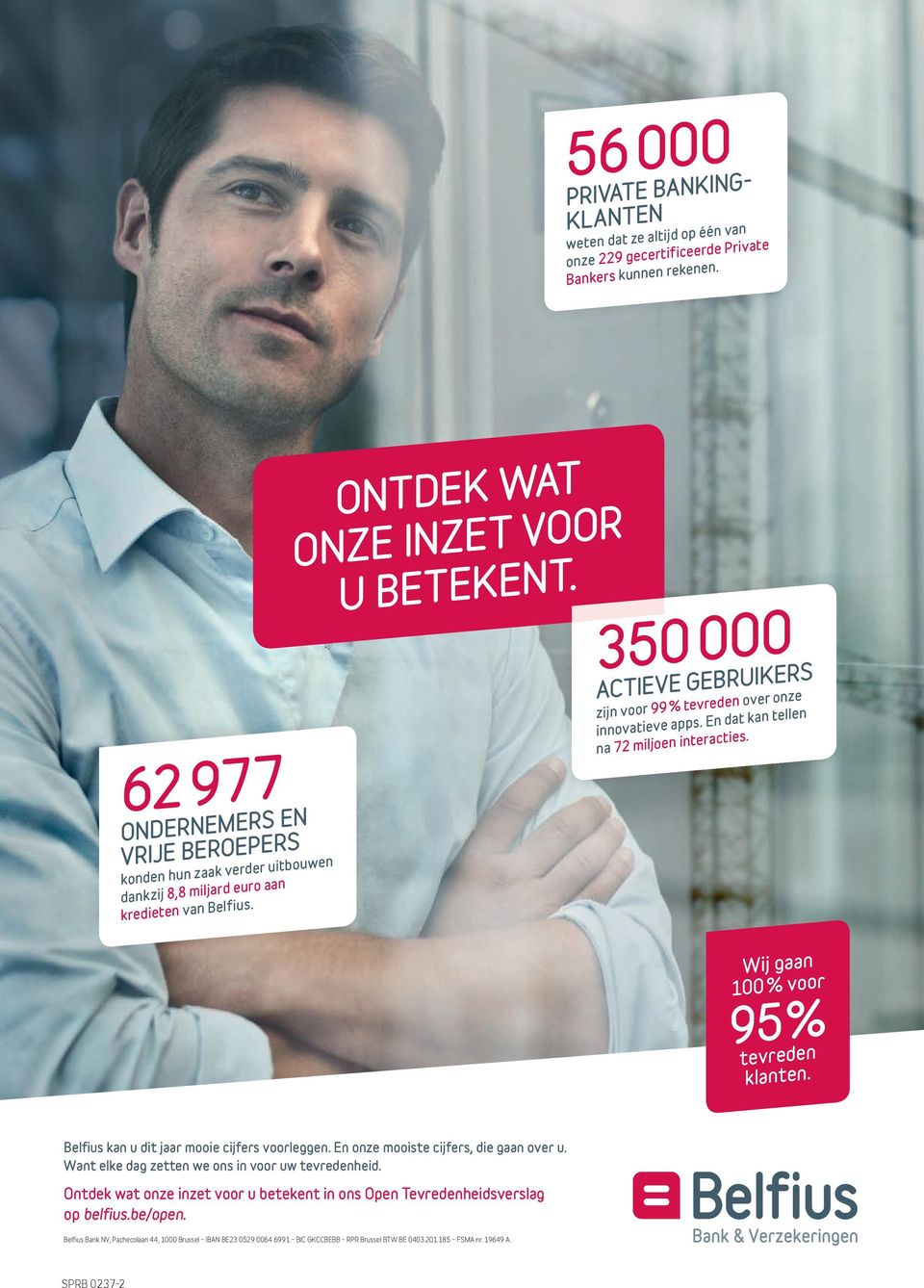 350 000 ACTIEVE GEBRUIKERS zijn voor 99 % tevreden over onze innovatieve apps. En dat kan tellen na 72 miljoen interacties. Wij gaan 100 % voor 95 % tevreden k l a n t en.