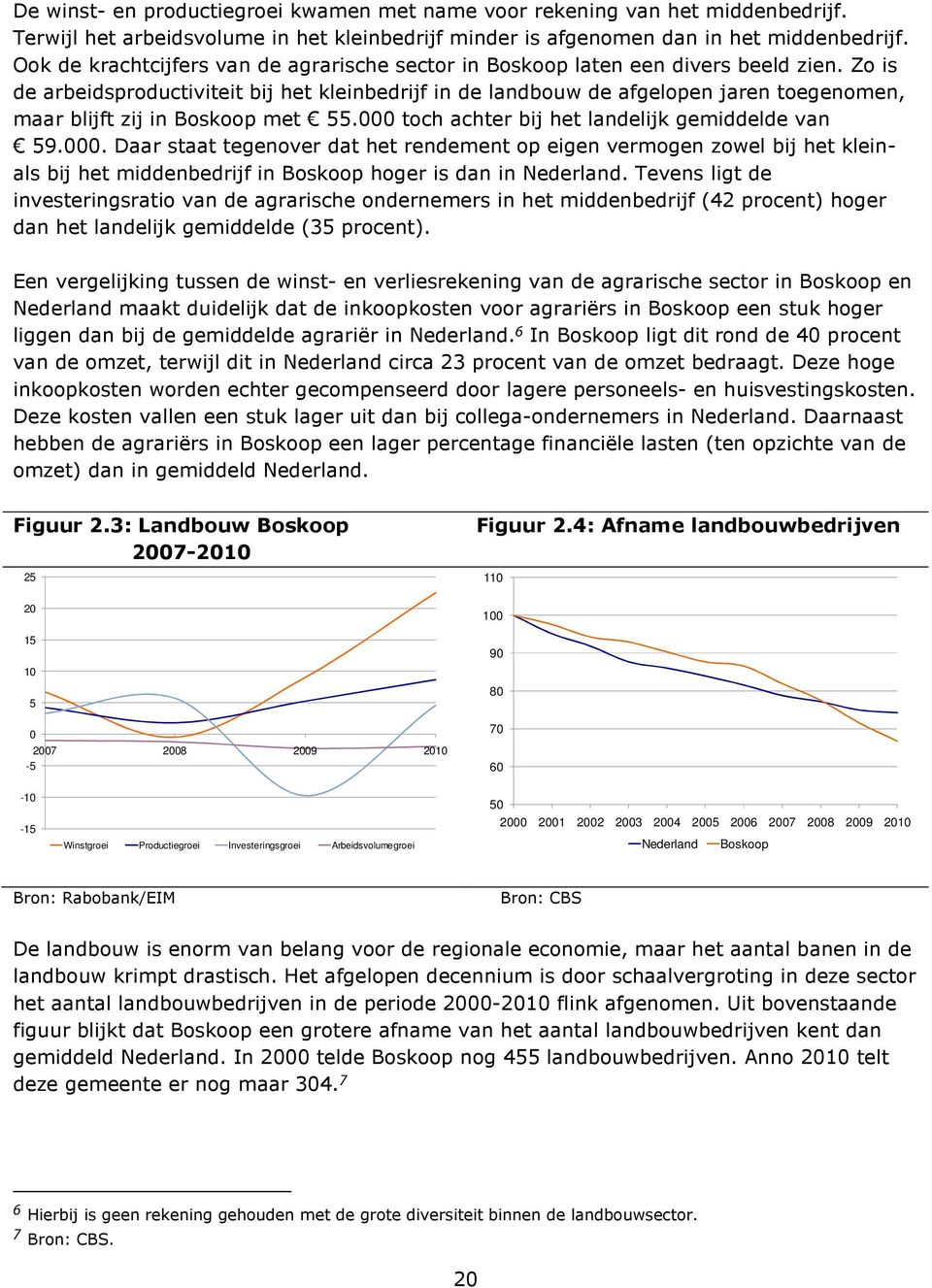 Zo is de arbeidsproductiviteit bij het kleinbedrijf in de landbouw de afgelopen jaren toegenomen, maar blijft zij in Boskoop met 55.000 